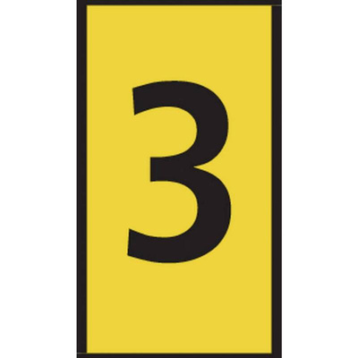 HellermannTyton WIC0 Cable Markers, Yellow, Pre-printed "3", 2 → 2.8mm Cable