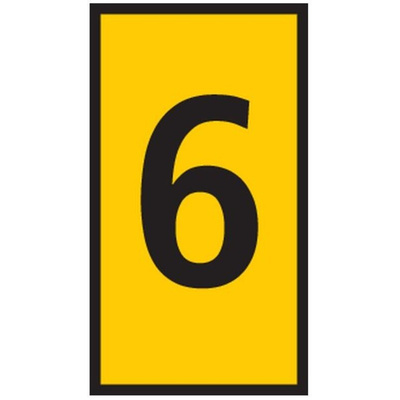 HellermannTyton WIC0 Cable Markers, Yellow, Pre-printed "6", 2 → 2.8mm Cable