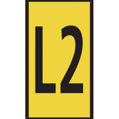 HellermannTyton WIC0 Cable Markers, Yellow, Pre-printed "L2", 2 → 2.8mm Cable