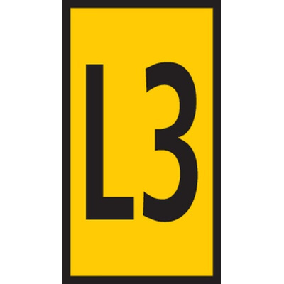 HellermannTyton WIC0 Cable Markers, Yellow, Pre-printed "L3", 2 → 2.8mm Cable