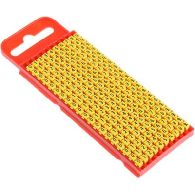HellermannTyton WIC1 Snap On Cable Markers, Yellow, Pre-printed "0 → 9", 2 → 2.8mm Cable