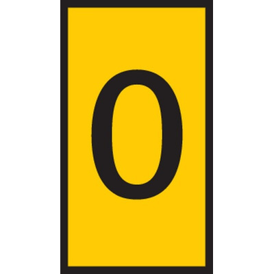 HellermannTyton WIC1 Cable Markers, Yellow, Pre-printed "0", 2 → 2.8mm Cable