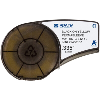 Brady R4300 Heat Shrink Heat Shrink Cable Marker, Black on Yellow, 1.5 → 8.1mm Cable