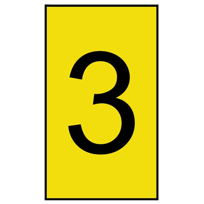 HellermannTyton Ovalgrip Slide On Cable Markers, Black on Yellow, Pre-printed "3", 1.7 → 3.6mm Cable