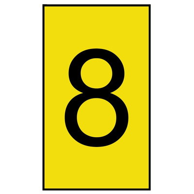 HellermannTyton Ovalgrip Slide On Cable Markers, Black on Yellow, Pre-printed "8", 1.7 → 3.6mm Cable