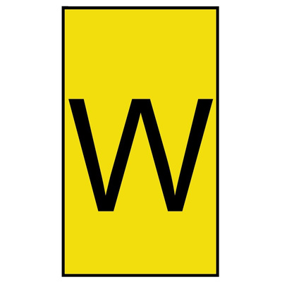 HellermannTyton Ovalgrip Slide On Cable Markers, Black on Yellow, Pre-printed "W", 1.7 → 3.6mm Cable