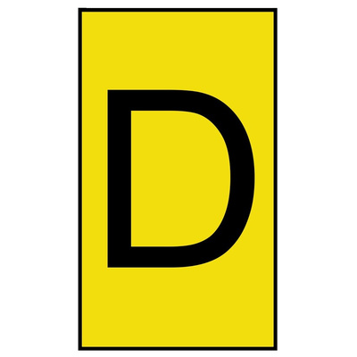 HellermannTyton Ovalgrip Slide On Cable Markers, Black on Yellow, Pre-printed "D", 2.5 → 6mm Cable