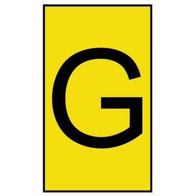 HellermannTyton Ovalgrip Slide On Cable Markers, Black on Yellow, Pre-printed "G", 2.5 → 6mm Cable