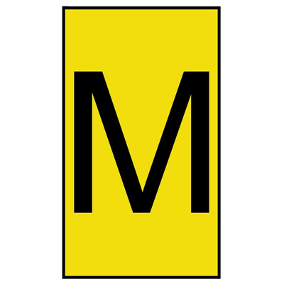 HellermannTyton Ovalgrip Slide On Cable Markers, Black on Yellow, Pre-printed "M", 2.5 → 6mm Cable