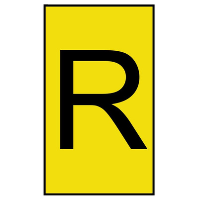HellermannTyton Ovalgrip Slide On Cable Markers, Black on Yellow, Pre-printed "R", 2.5 → 6mm Cable