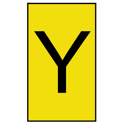 HellermannTyton Ovalgrip Slide On Cable Markers, Black on Yellow, Pre-printed "Y", 2.5 → 6mm Cable