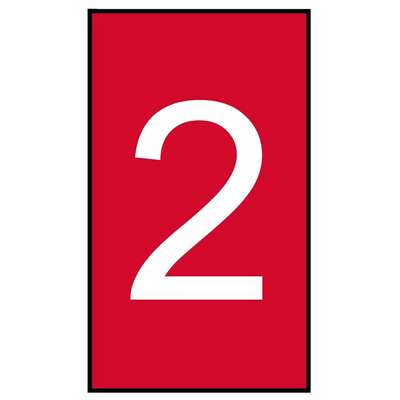HellermannTyton Ovalgrip Slide On Cable Markers, White on Red, Pre-printed "2", 1.8 → 6.3mm Cable