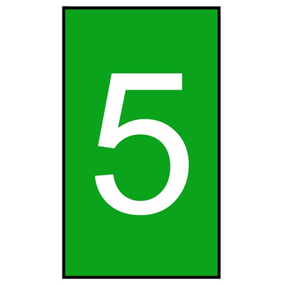 HellermannTyton Ovalgrip Slide On Cable Markers, White on Green, Pre-printed "5", 1.8 → 6.3mm Cable