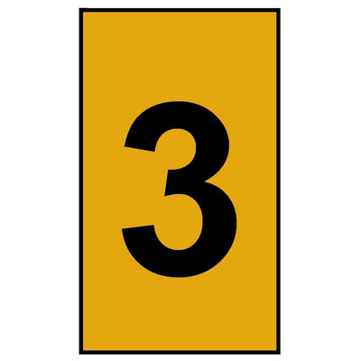 HellermannTyton Ovalgrip Slide On Cable Markers, Black on Orange, Pre-printed "3", 1.8 → 6.3mm Cable