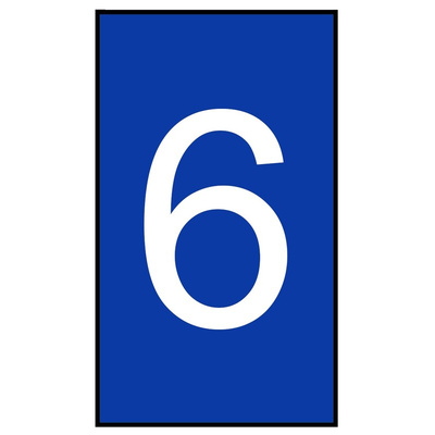 HellermannTyton Ovalgrip Slide On Cable Markers, White on Blue, Pre-printed "6", 1.8 → 6.3mm Cable