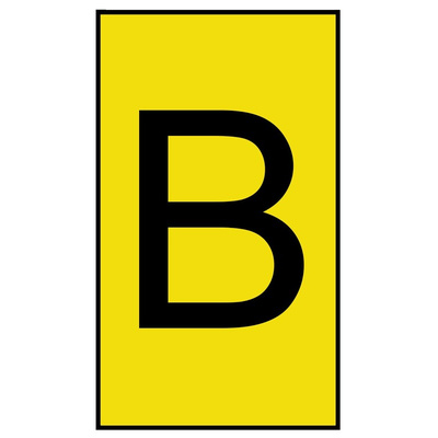 HellermannTyton Ovalgrip Slide On Cable Markers, Black on Yellow, Pre-printed "B", 1.7 → 3.6mm Cable