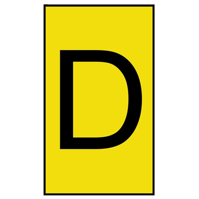 HellermannTyton Ovalgrip Slide On Cable Markers, Black on Yellow, Pre-printed "D", 1.7 → 3.6mm Cable