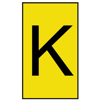 HellermannTyton Ovalgrip Slide On Cable Markers, Black on Yellow, Pre-printed "K", 1.7 → 3.6mm Cable