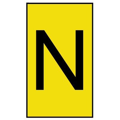 HellermannTyton Ovalgrip Slide On Cable Markers, Black on Yellow, Pre-printed "N", 1.7 → 3.6mm Cable