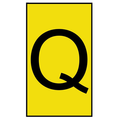HellermannTyton Ovalgrip Slide On Cable Markers, Black on Yellow, Pre-printed "Q", 1.7 → 3.6mm Cable