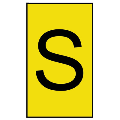 HellermannTyton Ovalgrip Slide On Cable Markers, Black on Yellow, Pre-printed "S", 1.7 → 3.6mm Cable