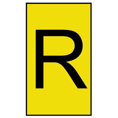 HellermannTyton Ovalgrip Slide On Cable Markers, Black on Yellow, Pre-printed "R", 1.7 → 3.6mm Cable