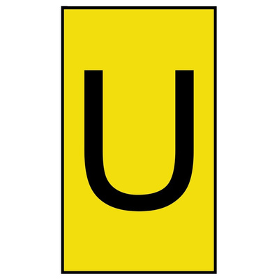 HellermannTyton Ovalgrip Slide On Cable Markers, Black on Yellow, Pre-printed "U", 1.7 → 3.6mm Cable