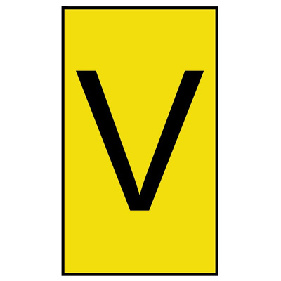 HellermannTyton Ovalgrip Slide On Cable Markers, Black on Yellow, Pre-printed "V", 1.7 → 3.6mm Cable