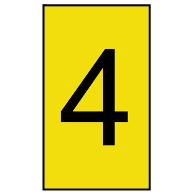 HellermannTyton Ovalgrip Slide On Cable Markers, Black on Yellow, Pre-printed "4", 1.8 → 6.3mm Cable