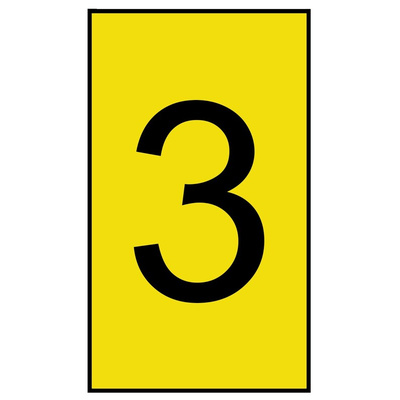 HellermannTyton HO50 Clip On Cable Markers, Black on Yellow, Pre-printed "3", 1.7 → 3.6mm Cable