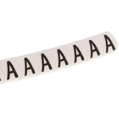 HellermannTyton Helagrip Slide On Cable Markers, Black on White, Pre-printed "A", 1 → 3mm Cable
