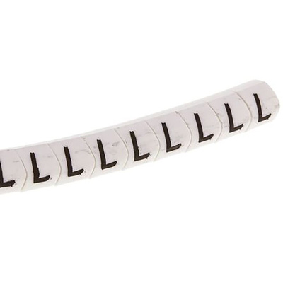 HellermannTyton HGDC Slide On Cable Markers, Black on White, Pre-printed "L", 1 → 3mm Cable