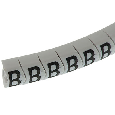 HellermannTyton HGDC Slide On Cable Markers, Black on White, Pre-printed "B", 2 → 5mm Cable