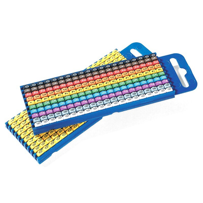 HellermannTyton WIC3 Snap On Cable Marker Kit, Black, Blue, Brown, Green, Grey, Orange, Red, Violet, White, Yellow,