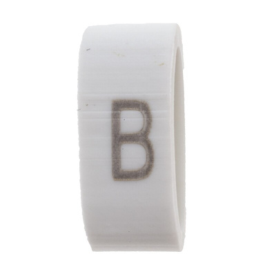 HellermannTyton HODS85 Slide On Cable Markers, Black on White, Pre-printed "B", 1.8 → 6.3mm Cable