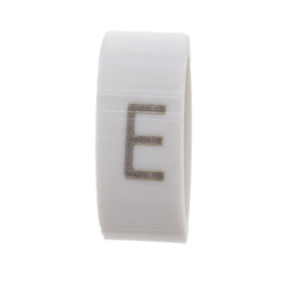 HellermannTyton HODS85 Slide On Cable Markers, Black on White, Pre-printed "E", 1.8 → 6.3mm Cable