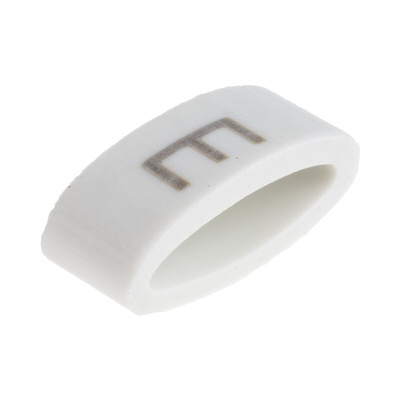 HellermannTyton HODS85 Slide On Cable Markers, Black on White, Pre-printed "E", 1.8 → 6.3mm Cable