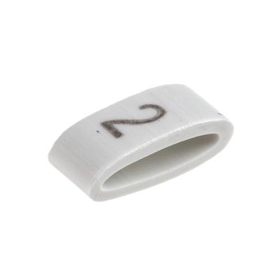 HellermannTyton HODS85 Slide On Cable Markers, Black on White, Pre-printed "2", 1.8 → 6.3mm Cable