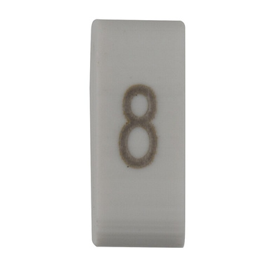 HellermannTyton HODS85 Slide On Cable Markers, Black on White, Pre-printed "8", 1.8 → 6.3mm Cable