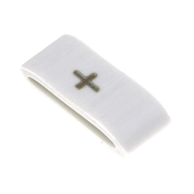 HellermannTyton HODS85 Slide On Cable Markers, Black on White, Pre-printed "+", 1.8 → 6.3mm Cable