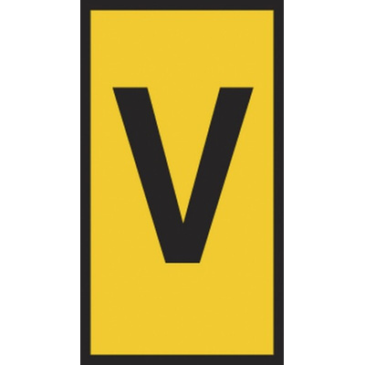 HellermannTyton HODS85 Slide On Cable Markers, Yellow, Pre-printed "V", 1.8 → 3.6mm Cable