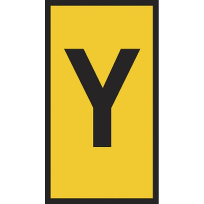 HellermannTyton HODS85 Slide On Cable Markers, Yellow, Pre-printed "Y", 1.8 → 3.6mm Cable