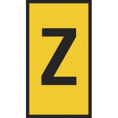 HellermannTyton HODS85 Slide On Cable Markers, Yellow, Pre-printed "Z", 1.8 → 3.6mm Cable