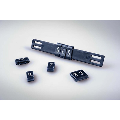 SES Sterling PLIO M-65 PP MDE Slide On Cable Markers, White on Blue, Pre-printed "H", 9 → 109mm Cable