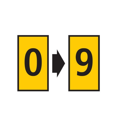 HellermannTyton WIC2 Snap On Clip On Cable Marker, Yellow, Pre-printed "0, 1, 2, 3, 4, 5, 6, 7, 8, 9", 2.8 →