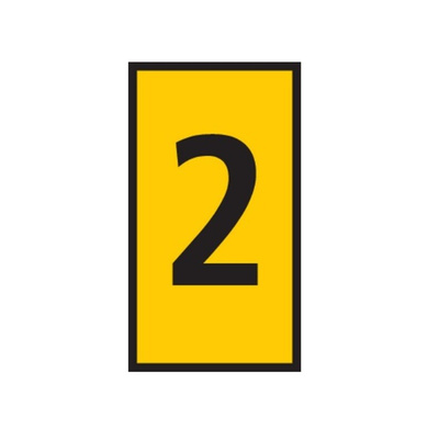 HellermannTyton WIC Snap On Clip On Cable Marker, Yellow, Pre-printed "2", 2.8 → 3.8mm Cable