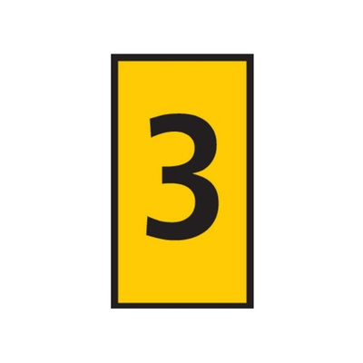 HellermannTyton WIC Snap On Clip On Cable Marker, Yellow, Pre-printed "3", 2.8 → 3.8mm Cable
