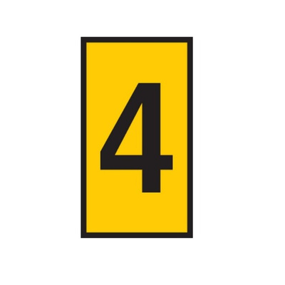 HellermannTyton WIC Snap On Clip On Cable Marker, Yellow, Pre-printed "4", 2.8 → 3.8mm Cable