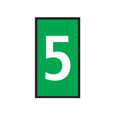 HellermannTyton WIC Snap On Clip On Cable Marker, Green, Pre-printed "5", 2.8 → 3.8mm Cable