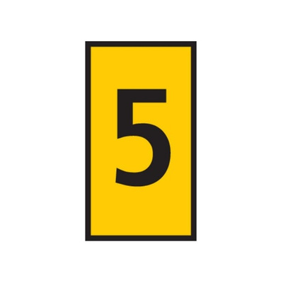 HellermannTyton WIC Snap On Clip On Cable Marker, Yellow, Pre-printed "5", 2.8 → 3.8mm Cable